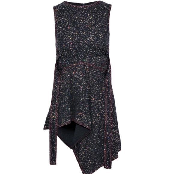NWT Seis Marjan Genevieve asymmetric glitter sparkle crepe top - Picture 2 of 16